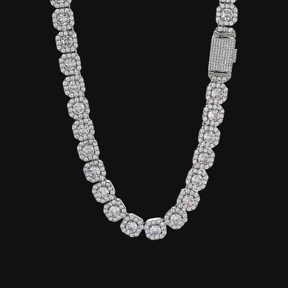 10mm Cluster Classic Chain - White Gold Plated