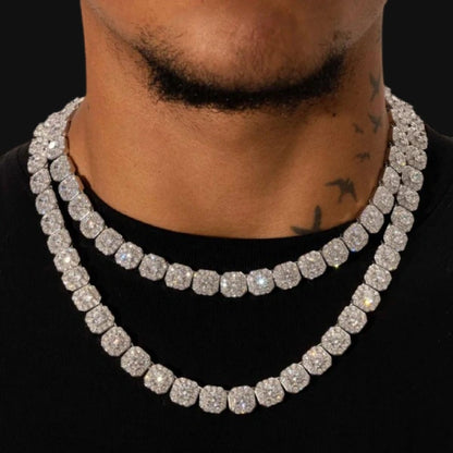 10mm Cluster Classic Chain - White Gold Plated