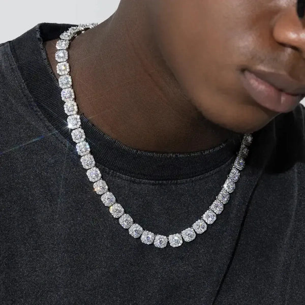 10mm Cluster Classic Chain - White Gold Plated
