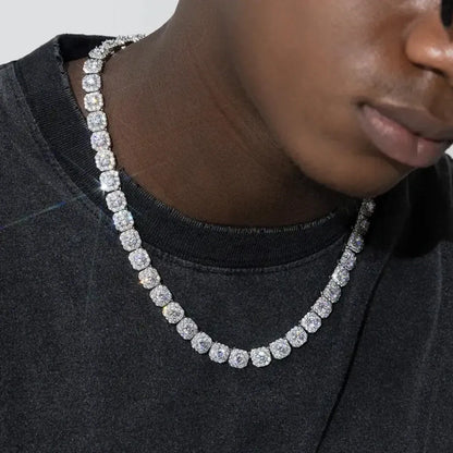 10mm Cluster Classic Chain - White Gold Plated