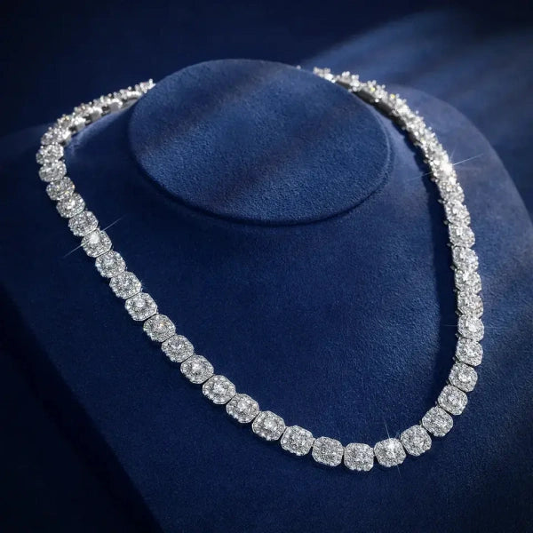 10mm Cluster Classic Chain - White Gold Plated