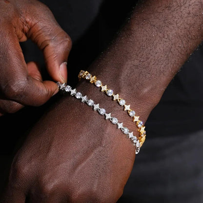 3mm Iced Out Snowflake Tennis Bracelet – White Gold Plated