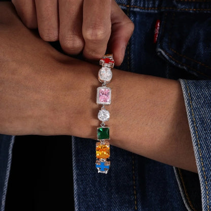 9mm Gem Clash Bracelet – White Gold Plated