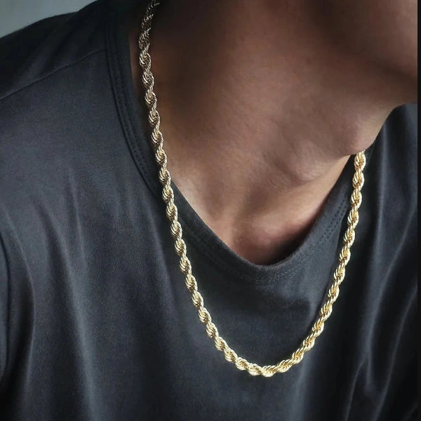 6mm Rope Chain – White Gold Plated