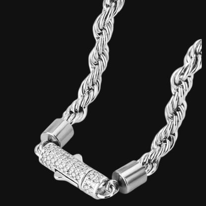 6mm Rope Chain – White Gold Plated