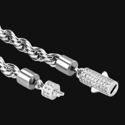 6mm Rope Chain – White Gold Plated