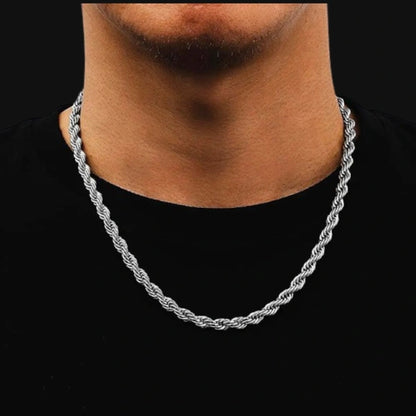 6mm Rope Chain – White Gold Plated