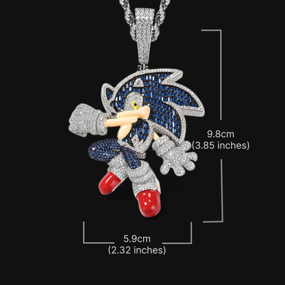 Electric Blue Hedgehog Pendant – White Gold Plated