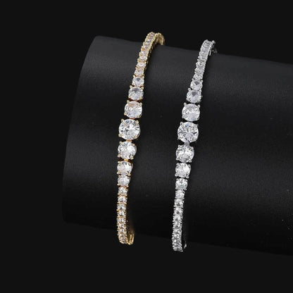 Bracelet de tennis Royal Drip–CZ à coupe mixte, plaqué or blanc
