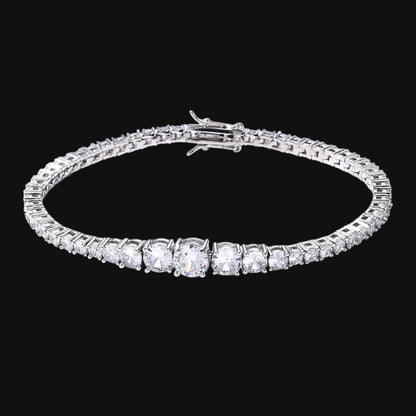 Bracelet de tennis Royal Drip–CZ à coupe mixte, plaqué or blanc
