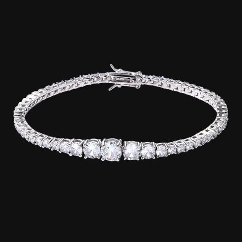 Bracelet de tennis Royal Drip–CZ à coupe mixte, plaqué or blanc