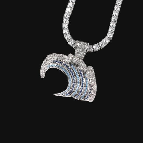 Iced Out Ocean Wave Pendant