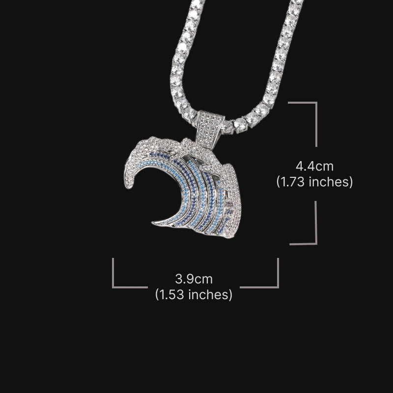 Iced Out Ocean Wave Pendant