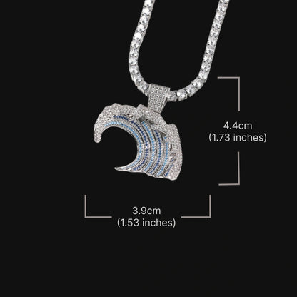 Iced Out Ocean Wave Pendant