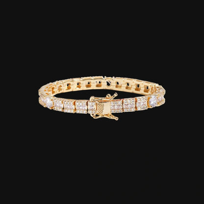 6mm Baguette-Cut Tennis Bracelet - White Gold Plated