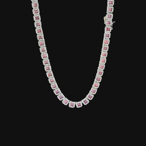 8 mm Iced Out Cluster Cut Chain – Hvidguldbelagt