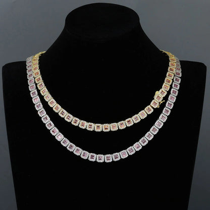 8 mm Iced Out Cluster Cut Chain – Hvidguldbelagt