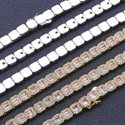 8 mm Iced Out Cluster Cut Chain – Hvidguldbelagt