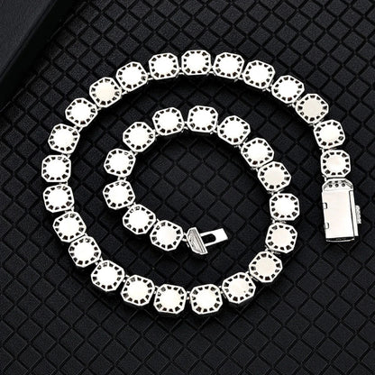 12mm Iced Out Cluster Chain – White Gold Plated