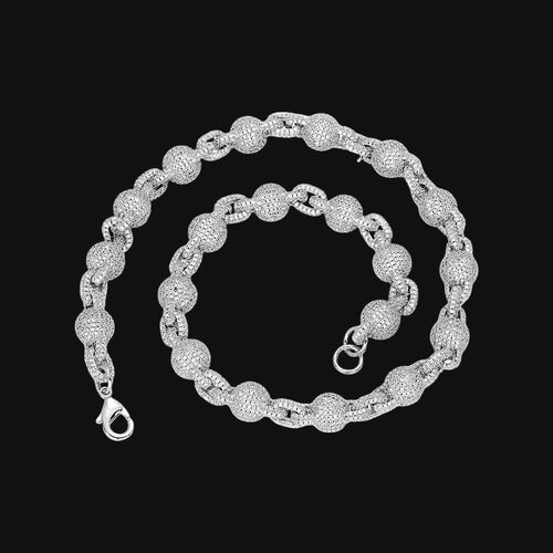 10.5mm Iced Out Bubble Link Chain – White Gold Plated