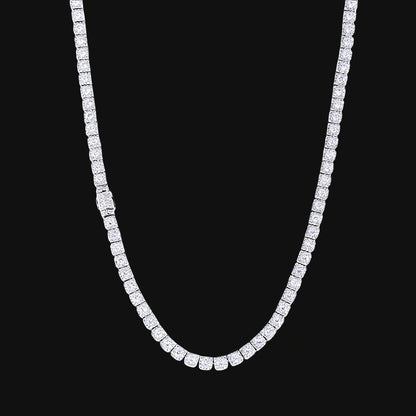 5mm Iced Out Cluster Link Tennis Chain – White Gold Plated
