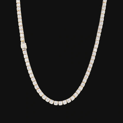 5mm Iced Out Cluster Link Tennis Chain – White Gold Plated