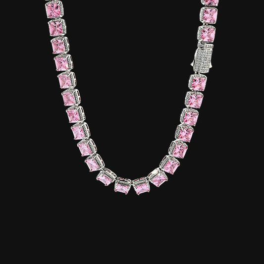 10mm Iced Out Princess Cut Tennis Bracelet – White Gold Plated