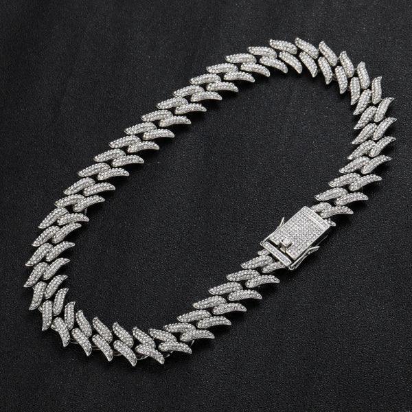 19 mm Iced Out Blütenblatt-Kette aus Kuba – Weißgold plattiert