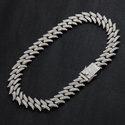 19 mm Iced Out Blütenblatt-Kette aus Kuba – Weißgold plattiert