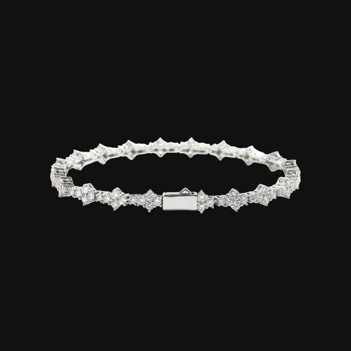 3mm Iced Out Snowflake Tennis Bracelet – White Gold Plated