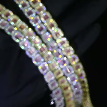 8 mm Iced Out Cluster Cut Chain – Hvidguldbelagt