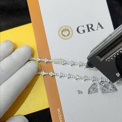 SBracelet tennis flocon de neige glacé en moissanite 925 7 mm–Plaqué or blanc