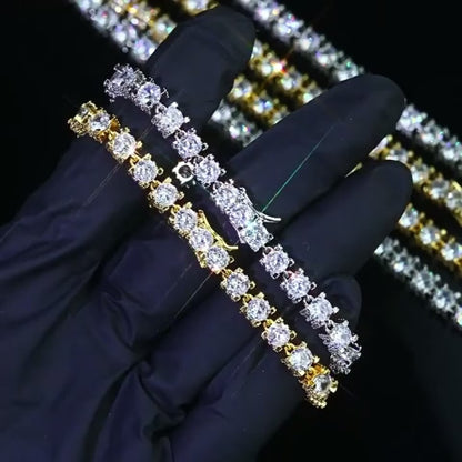 6mm Iced Out Tennis Bracelet – White Gold Plated