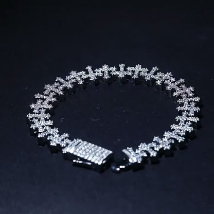 11,5 mm Gothic Cross Link armbånd – hvidguld belagt