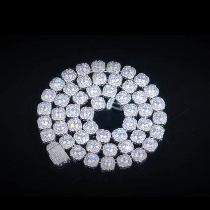 10mm Cluster Classic Chain - White Gold Plated