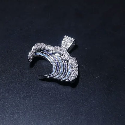 Iced Out Ocean Wave Pendant
