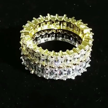 Komplettset Baguette-Ring – Weißgold plattiert