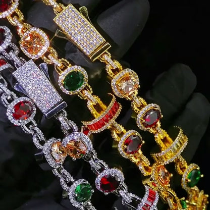 6mm Iced Out Royal Gem Chain – White Gold Plated
