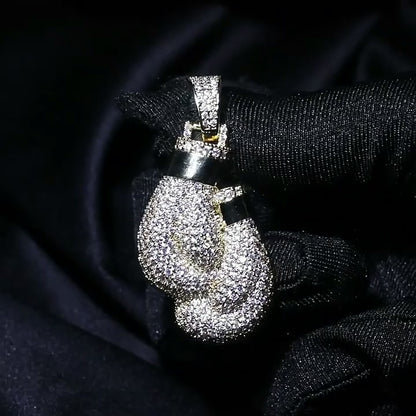 Champion Boxing Gloves Pendant – White Gold Plated